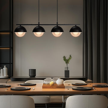 Suspension Garvee moderne à 4 lumières pour table à manger, en métal noir, hauteur réglable, style industriel rétro, pour salles à manger et cafés