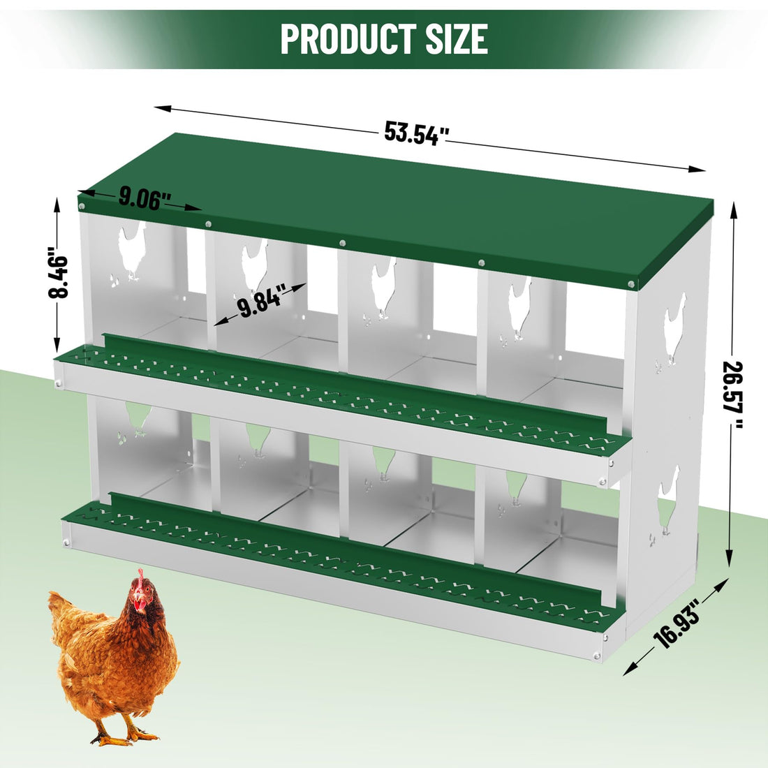 Garvee pondoir pour poules à 8 compartiments, acier galvanisé de 0,7mm, conception à la pluie, installation murale ou sur pieds