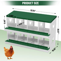 Garvee pondoir pour poules à 8 compartiments, acier galvanisé de 0,7 mm, conception résistante à la pluie, installation murale ou sur pieds, idéal pour poulaillers, fermes et jardins, vert
