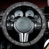 Garvee Ensemble de 15 housses de siège auto scintillantes pour femmes, housse de volant en cristal, matière velours, respirante, intérieur de voiture universel