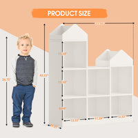 Étagère de rangement pour jouets Garvee, 7 compartiments, en forme de toit, robuste, en bois blanc, pour salle de jeux/chambre d'enfant, 107 x 91 x 30 cm