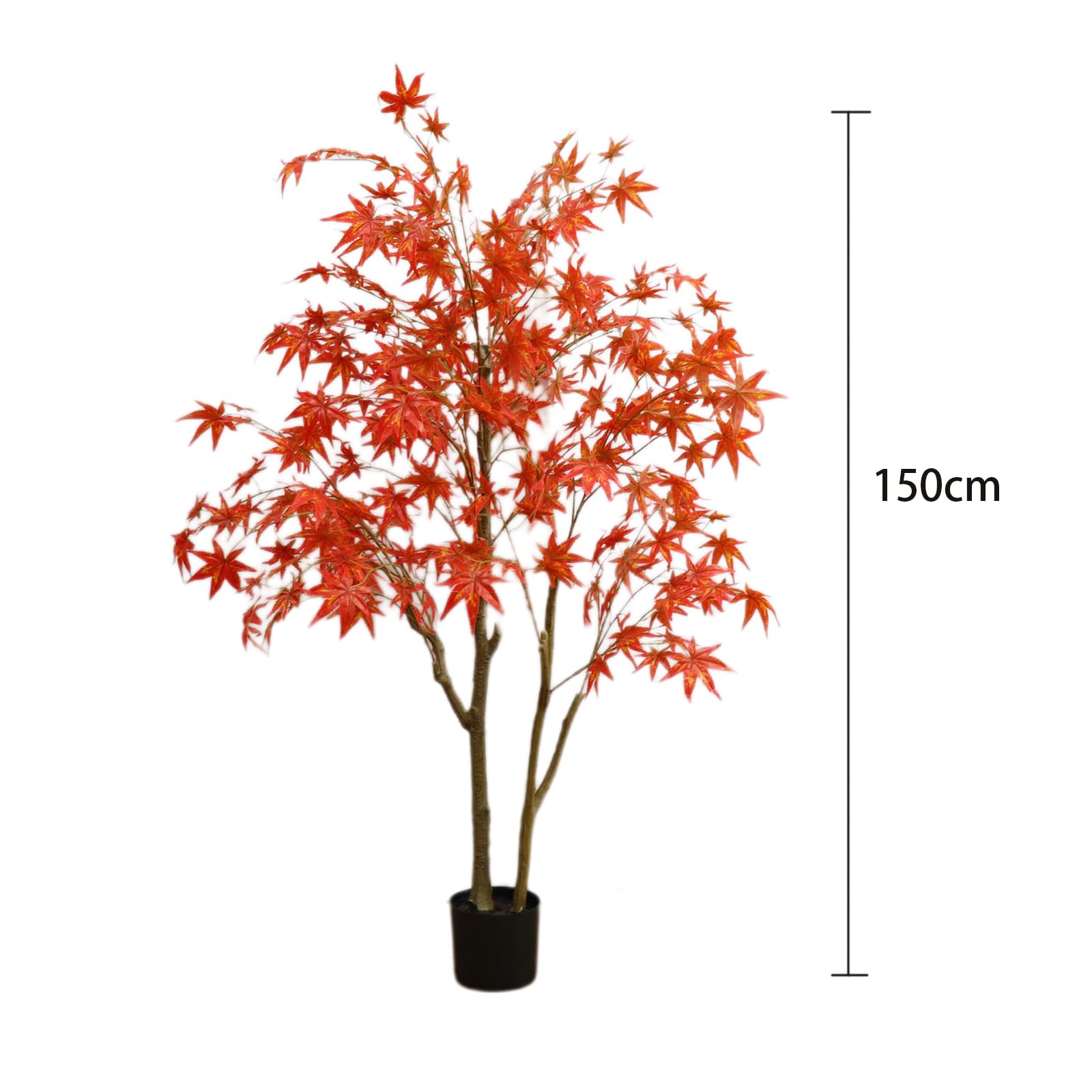 Garvee Érable artificiel 150 cm avec pot, feuilles en soie rouge effet automne, branches réalistes, décoration intérieur salon, bureau et porche, double tronc