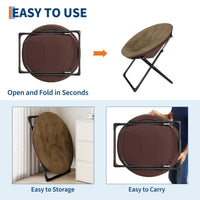 Fauteuil soucoupe pliable Garvee en fausse fourrure, doux et confortable, structure en métal, marron, pour la chambre et le jardin, léger et portable