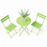 Garvee Ensemble bistrot pliable 3 pièces, table ronde et chaises en métal vert, compact pour balcon et jardin - Grass Vert