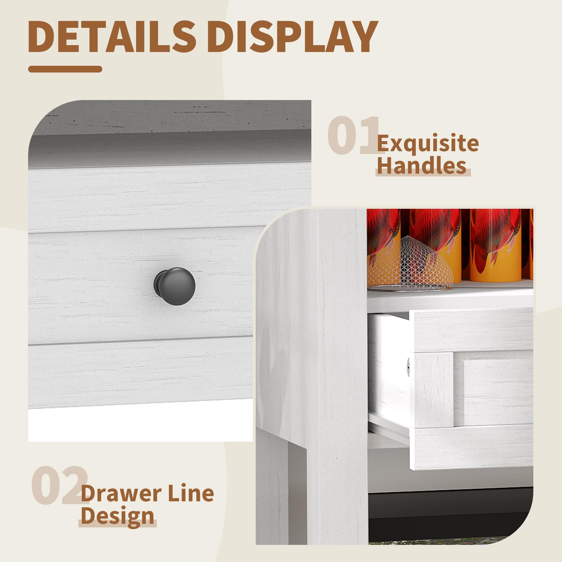 Meuble pour aquarium Garvee 20-29 gallons avec station de charge, tiroirs magnétiques, bois, salon et bureau, 80 x 40 x 78 cm, marron