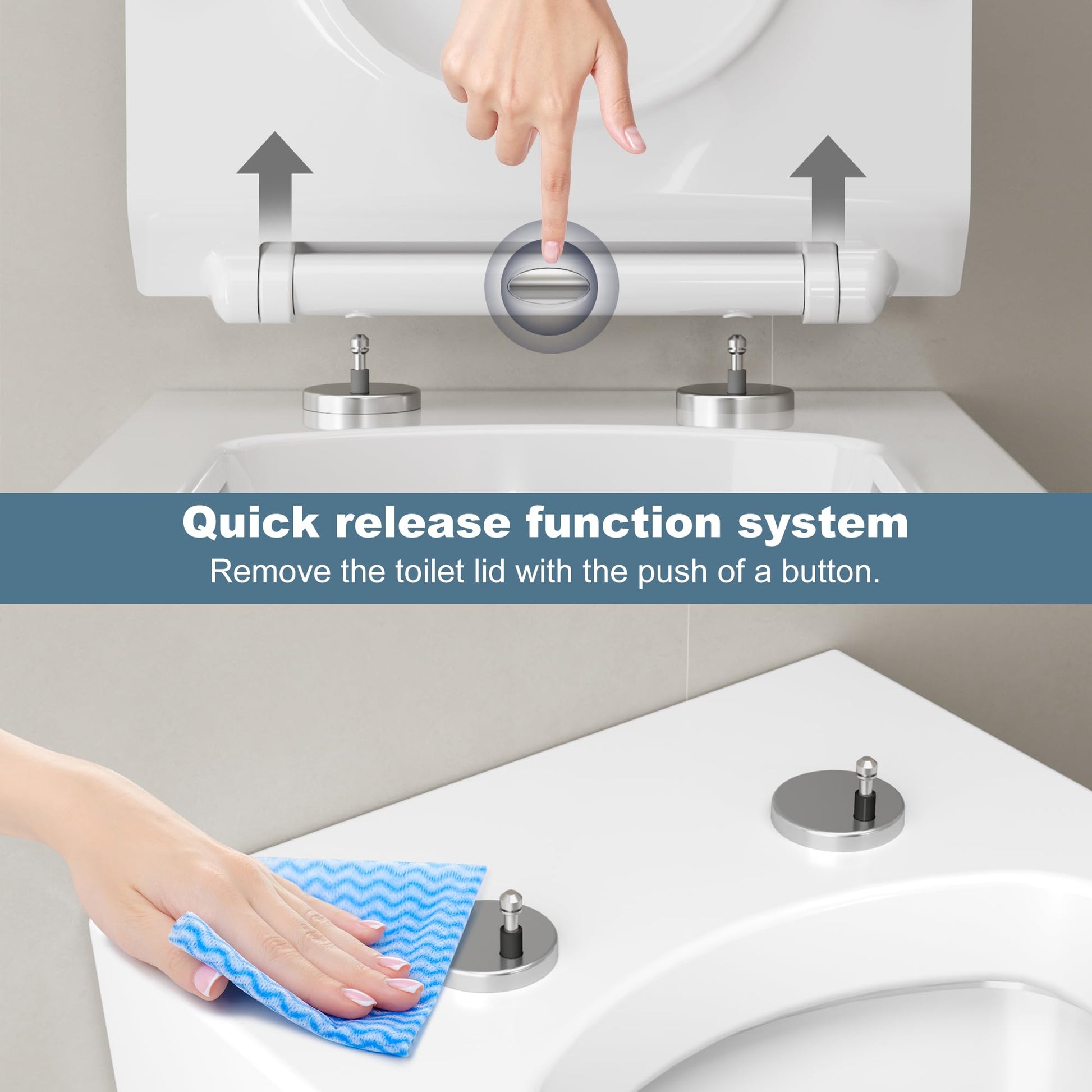 Garvee Abattant WC forme D blanc, UF Duroplast, fermeture douce automatique, déclipsage rapide, charnières réglables, salle de bain moderne