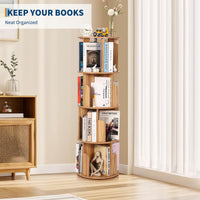 Étagère pivotante en bois Garvee, 4 niveaux, rotation à 360°, multifonctionnelle, idéale pour le salon ou la chambre d'enfant, gain de place.