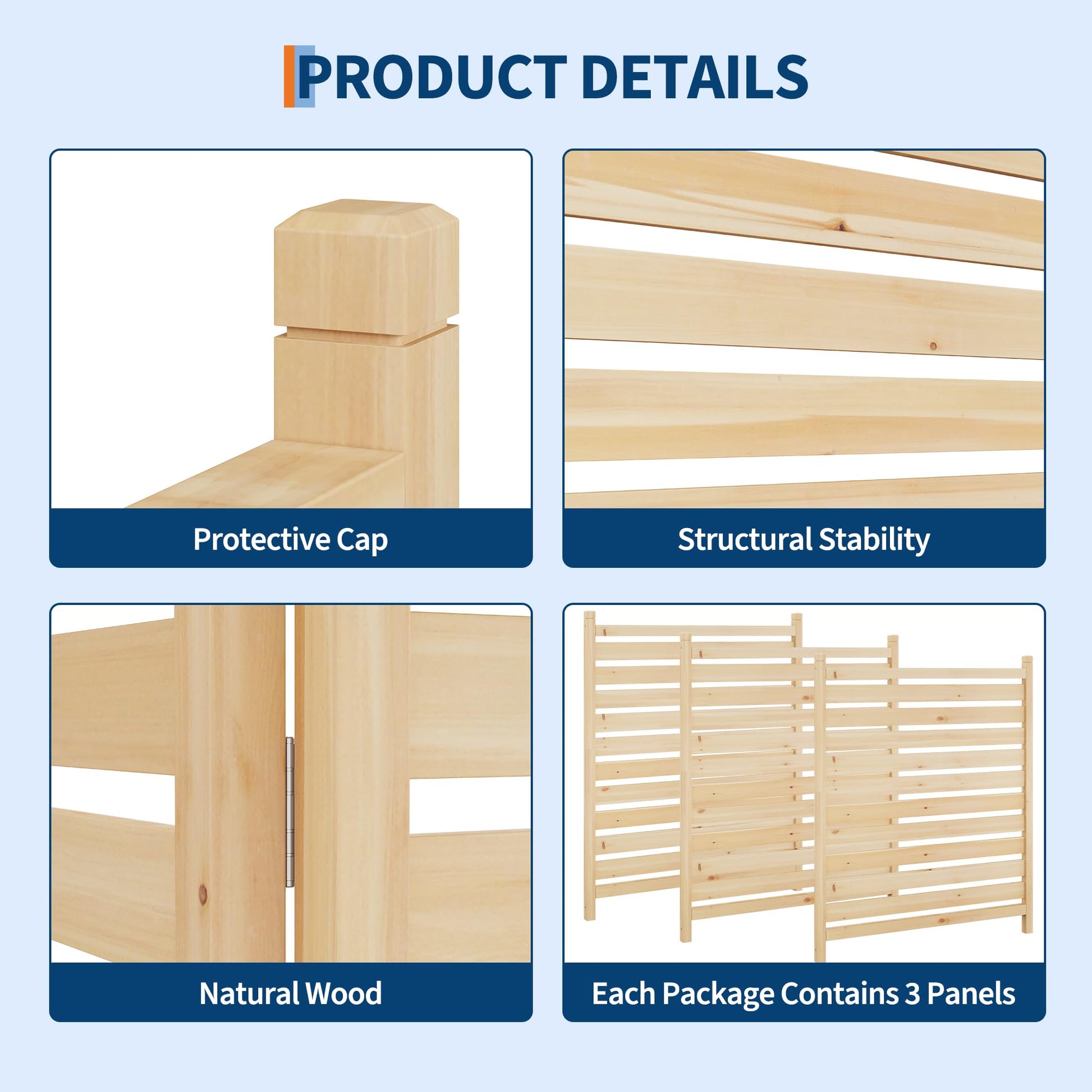 Clôture d'extérieur Garvee 33 x 40 pouces, en bois avec jardinière intégrée, idéale pour terrasse et jardin. Résistante aux intempéries, robuste et autoportante. Bois naturel.