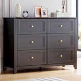Garvee commode noire 6 tiroirs moderne en MDF, stable et spacieuse pour chambre et salon, facile à monter, anti-basculement - Noir