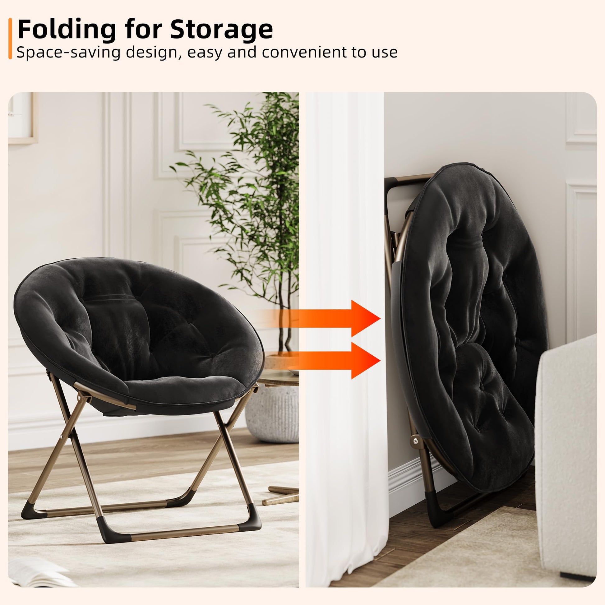 Fauteuil pliant rembourré Garvee, structure en métal, ultra-doux, pliable et robuste, idéal pour la chambre et le jardin.