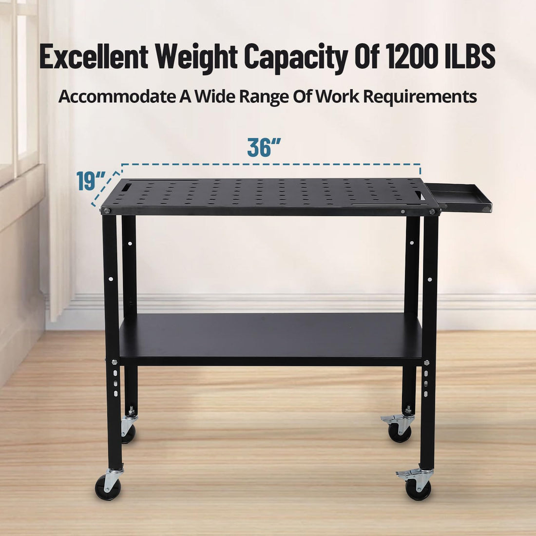 Table de soudage Garvee 91 x 48 cm en acier, capacité de charge de 544 kg, pieds réglables, pour l'industrie et le bricolage.