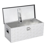 Garvee Coffre à outils 91 × 38 × 38 cm en aluminium avec plateau coulissant et poignées latérales pour utilitaires et camping-cars, argent