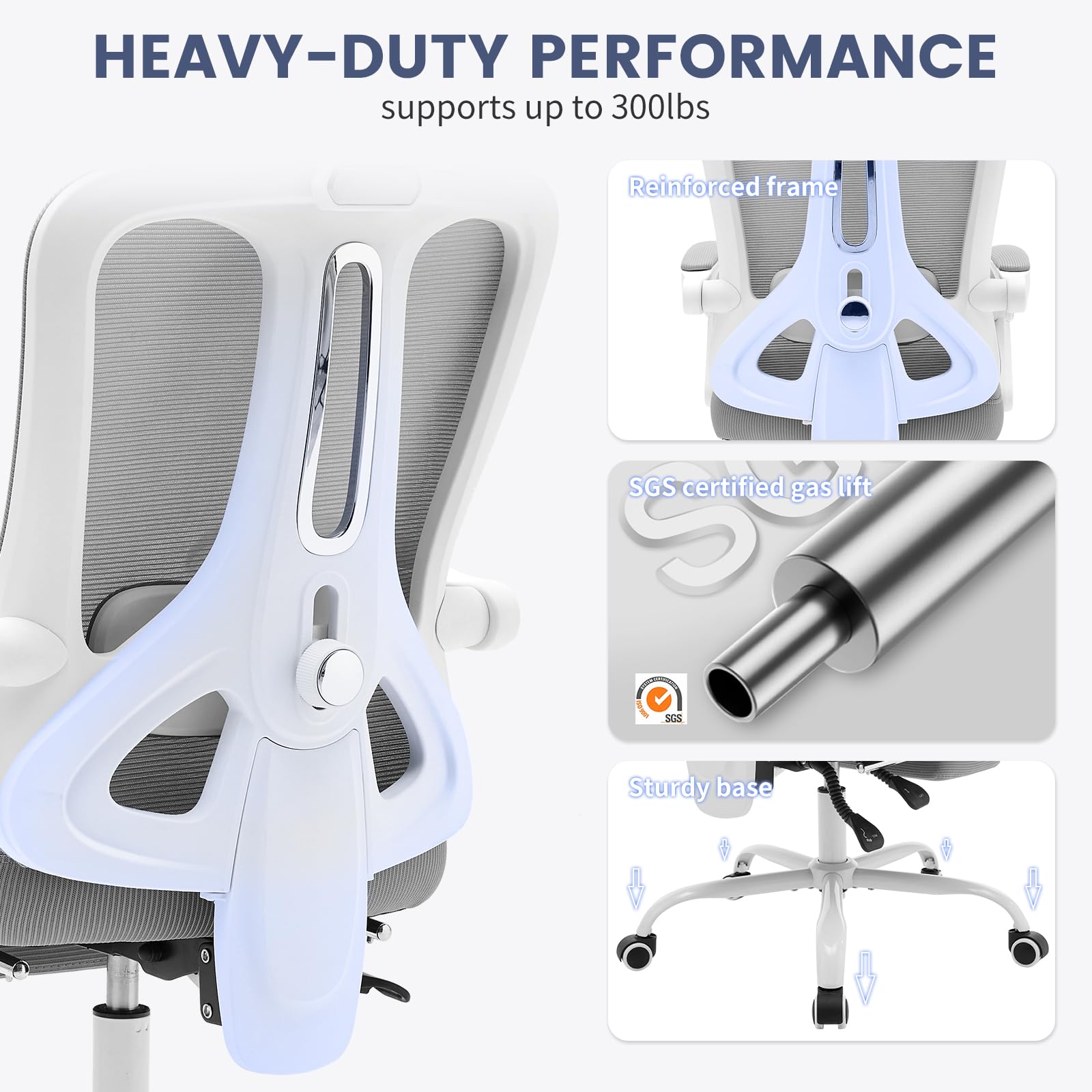 Garvee Chaise de bureau ergonomique en maille respirante et confortable, avec soutien lombaire et repose-pieds réglables