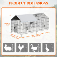 Poulailler Garvee 100x218x100cm – Acier galvanisé avec 2 compartiments et 4 portes pour poules et lapins