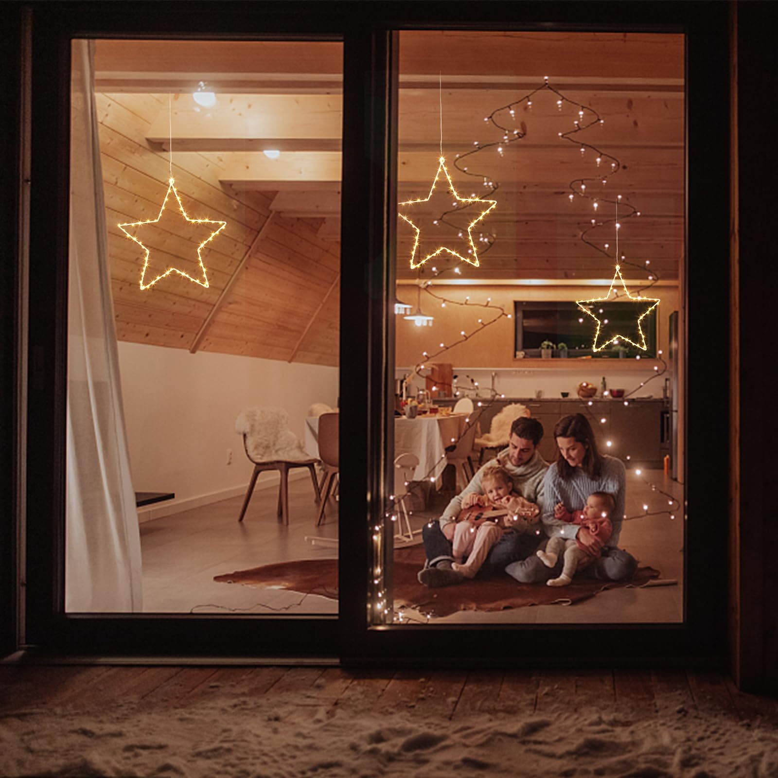 Guirlande lumineuse Garvee Star à LED blanc chaud, alimentée par piles, pour chambre et jardin, 31 x 33 cm