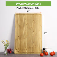 Planche à découper Garvee en bambou 30 x 20 pouces avec rigole à jus et poignée pour cuisines domestiques et professionnelles. Bois naturel, robuste et polyvalente.
