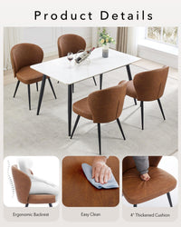 Garvee Ensemble de 2 chaises de salle à manger , rembourrées, avec pieds en acier et dossier haut en cuir, pour la cuisine et la salle à manger, 59 cm, Brun