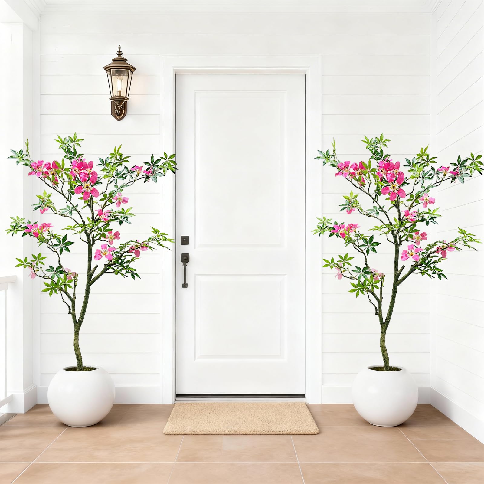 Arbre artificiel Garvee de 120 cm avec feuilles et fleurs réalistes pour salon et bureau, tronc détachable, entretien facile, tissu de soie de haute qualité, vert