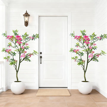 Arbre artificiel Garvee de 120 cm avec feuilles et fleurs réalistes pour salon et bureau, tronc détachable, entretien facile, tissu de soie de haute qualité, vert