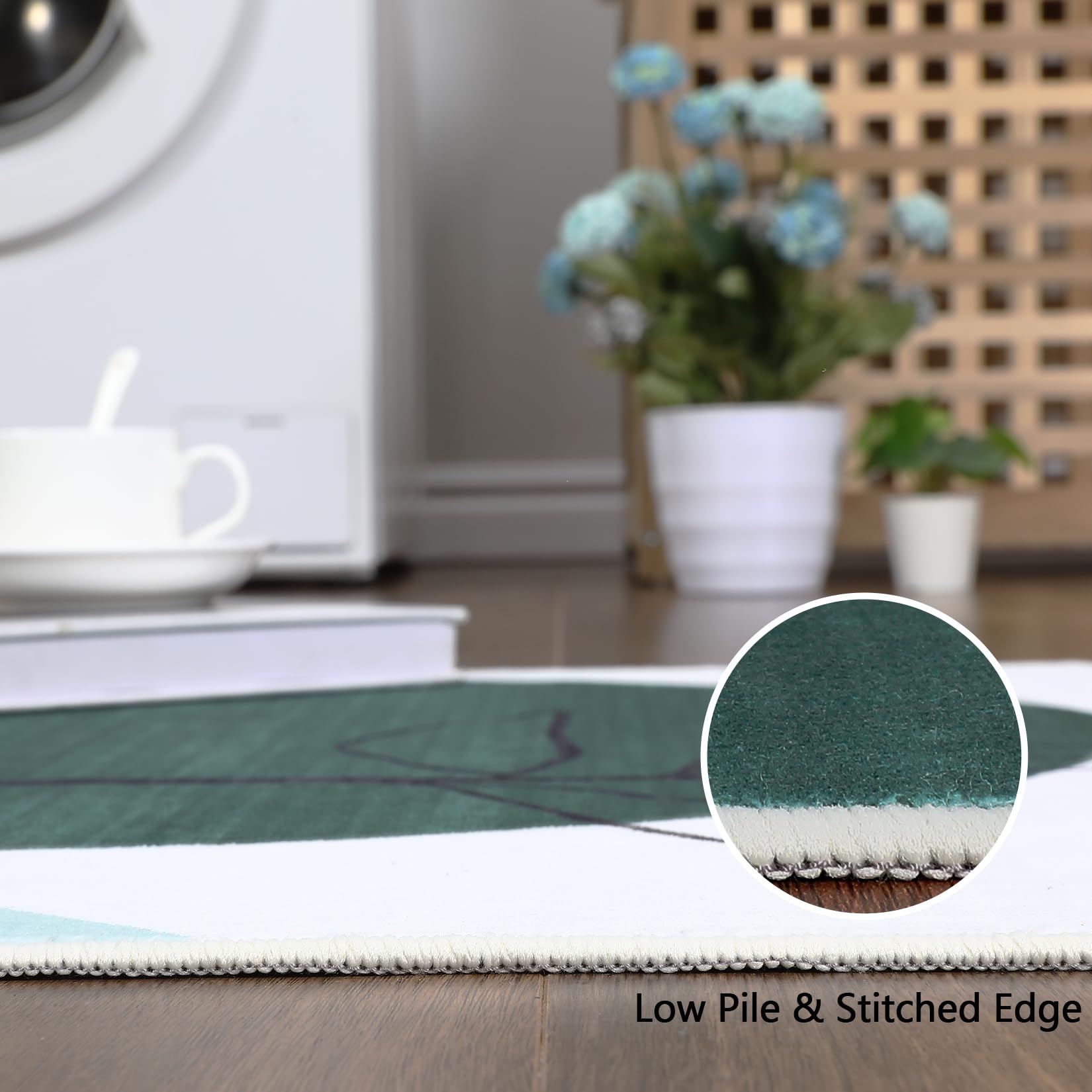 Tapis Garvee en polyester imitation cachemire, lavable, antidérapant, moderne, 120 x 170 cm, vert Morandi