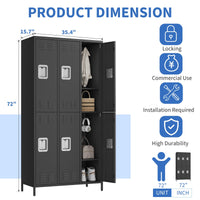Casier métallique Garvee à 6 portes pour employés, robuste, ventilé, double compartiment, pour bureaux et salles de sport, 183 cm (H) x 40 cm (L) x 90 cm (P), revêtement en poudre
