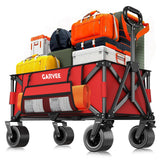 Garvee Chariot de Jardin Pliable 200 L/200 kg, Roues Tout-Terrain avec Freins, Chariot de Camping et Plage en Acier Renforcé - Rouge