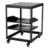 Garvee Baie serveur 12u à châssis ouvert, profondeur réglable de 58 à 102 cm, en acier avec 4 roulettes verrouillables, pour équipements informatiques et audiovisuels