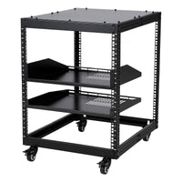 Baie serveur Garvee 12U à châssis ouvert, profondeur réglable de 58 à 102 cm, en acier avec 4 roulettes verrouillables, pour équipements informatiques et audiovisuels