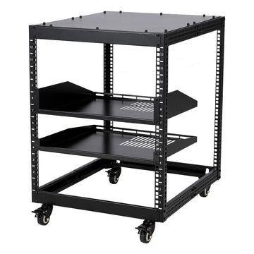 Baie serveur Garvee 12U à châssis ouvert, profondeur réglable de 58 à 102 cm, en acier avec 4 roulettes verrouillables, pour équipements informatiques et audiovisuels
