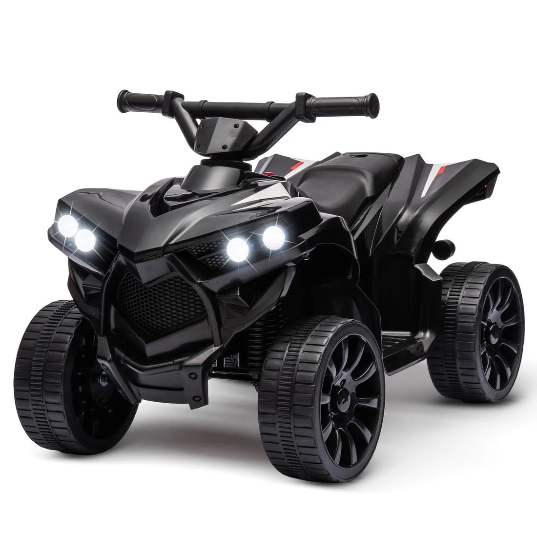 Garvee Quad électrique enfant 6 V avec éclairage LED, musique et conduite sécurisée, noir, dès 3 ans