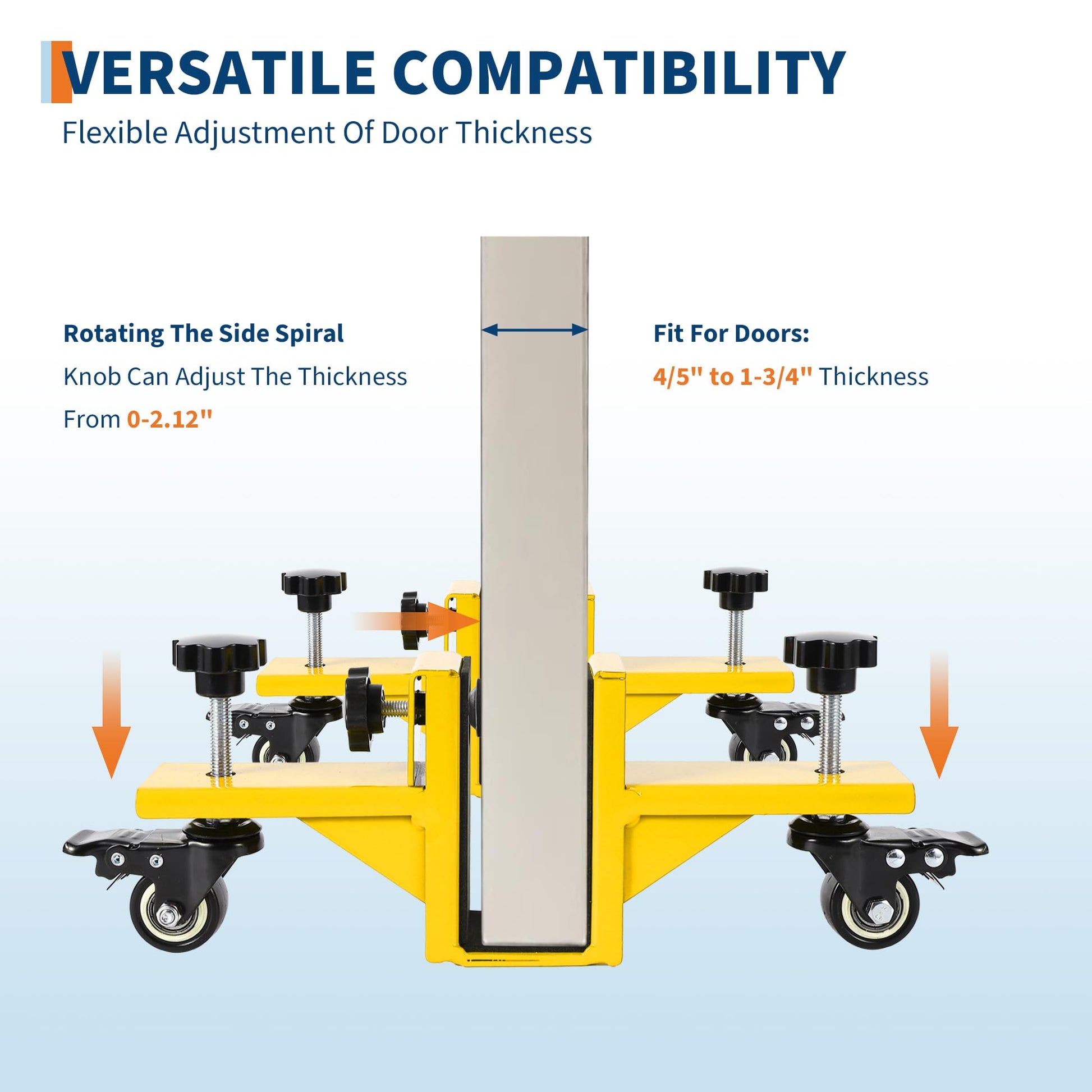 Kit d'installation de porte Garvee en 2 pièces pour portes de 0 à 4,8 cm d'épaisseur, capacité de charge de 363 kg, acier Q235, jaune, usage commercial et résidentiel