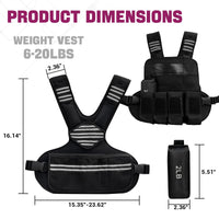 Gilet lesté ajustable Garvee pour femme, 2,7 à 9 kg, avec poids de sable en fer, bandes réfléchissantes, néoprène, ceinture ajustable pour le jogging et la musculation, noir confortable