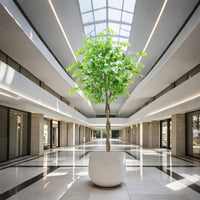 Ficus artificiel Garvee de 1,5 m avec feuilles en soie et pot en ciment robuste, vert, pour la maison et le bureau