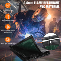 Panneau de protection de soudage Garvee à 3 panneaux, 2,44 m x 1,83 m, PVC ignifugé, cadre en acier, roues, protection UV, atelier/garage