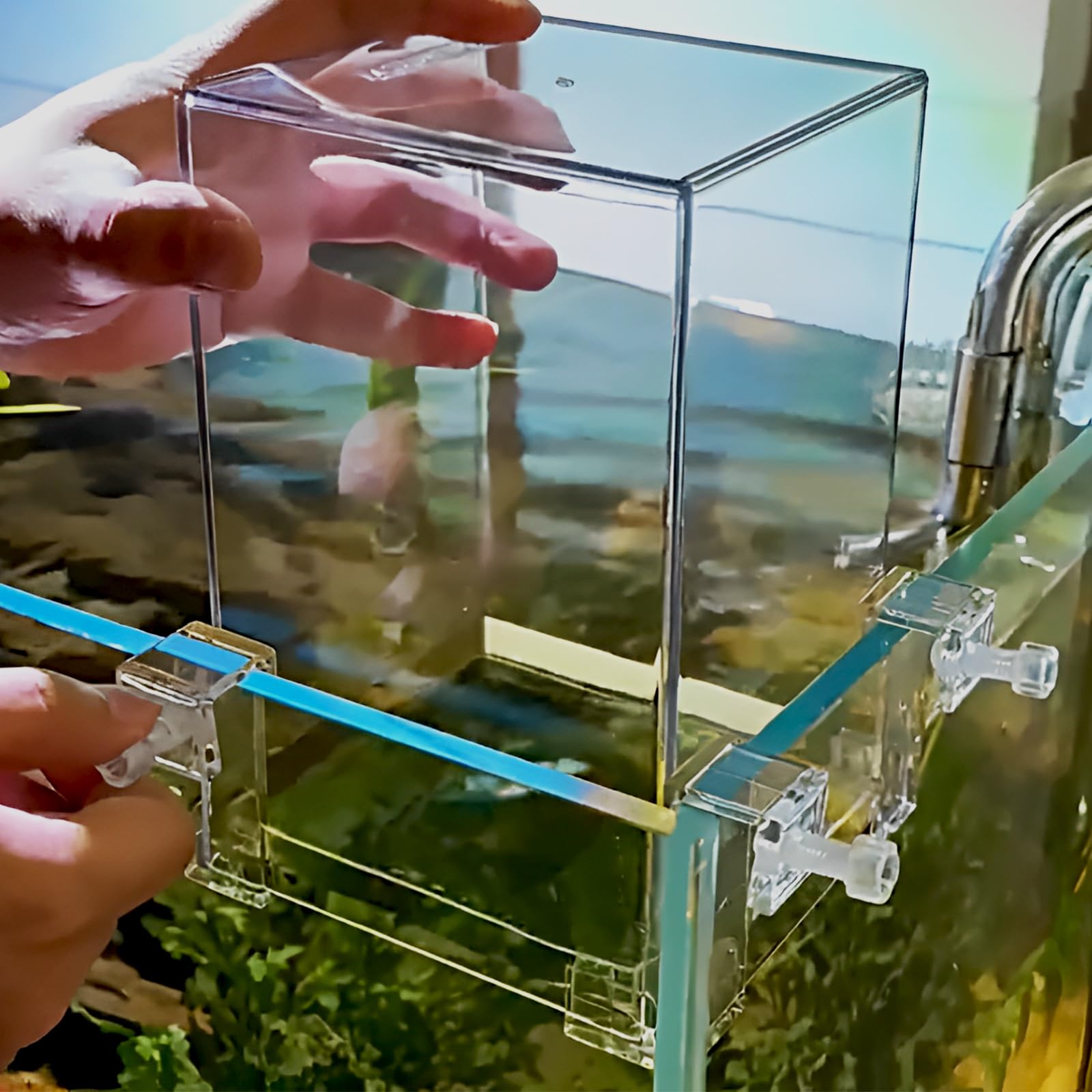 Support de levage transparent pour poissons d'aquarium Garvee en acrylique, pour parois d'aquarium de 18 mm, 12 x 13 x 19 cm