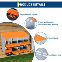 Nichoir à poules Garvee 8 trous 107×52×79 cm – Orange, pour 12 à 20 poules dans les grands poulaillers