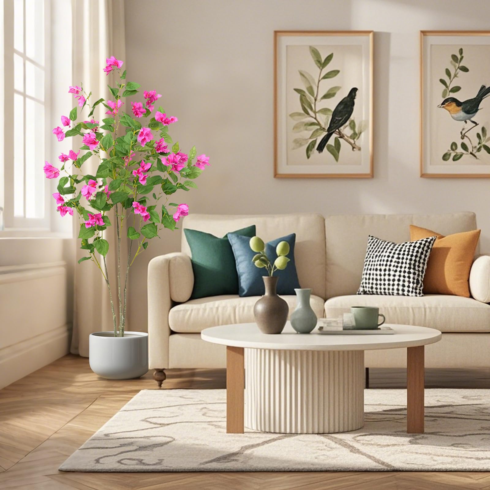 Bougainvillier artificiel Garvee de 1,20 m, facile d'entretien, pour la décoration de bureau et de maison, vert, en plastique