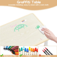 Ensemble table et 2 chaises pour enfants Garvee, plateau de table graffiti, hauteur réglable, multifonctionnel, en bois robuste pour lire, dessiner et jouer