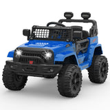 Garvee Voiture électrique enfant 12 V bleue, télécommande 2,4 GHz, 4 roues EVA, MP3, phares, klaxon et ceinture, pour 3 à 8 ans - Bleu