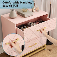 Garvee commode en bois avec 3 tiroirs, espace de rangement, MDF rose, anti-poussière, salon, chambre, entrée, compacte