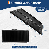 Rampe d'accès portable Garvee pour fauteuil roulant, 1,5 m, antidérapante, pliable, en aluminium, résistante aux intempéries, avec poignée, capacité de 363 kg, pour la maison et les voyages