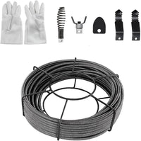 Câble de débouchage Garvee 75 pi x 1/2 po, âme pleine en acier inoxydable, avec gants et tête de coupe, pour cuisine et salle de bain. Polyvalent.