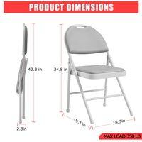 Ensemble de 2 chaises pliantes Garvee en similicuir, rembourrées, pliables, en métal, pour le bureau et le camping, pieds antidérapants, empilables
