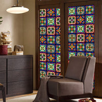 Film adhésif rétro coloré Garvee à motif floral, électrostatique, 45 x 100 cm, translucide, pour salon et bureau.