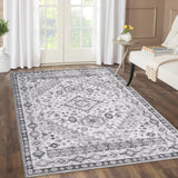 Tapis persan GARVEE 160x230cm Gris | Résistant aux taches, lavable, non pelucheux et antidérapant | Pour salon, chambre - Gris