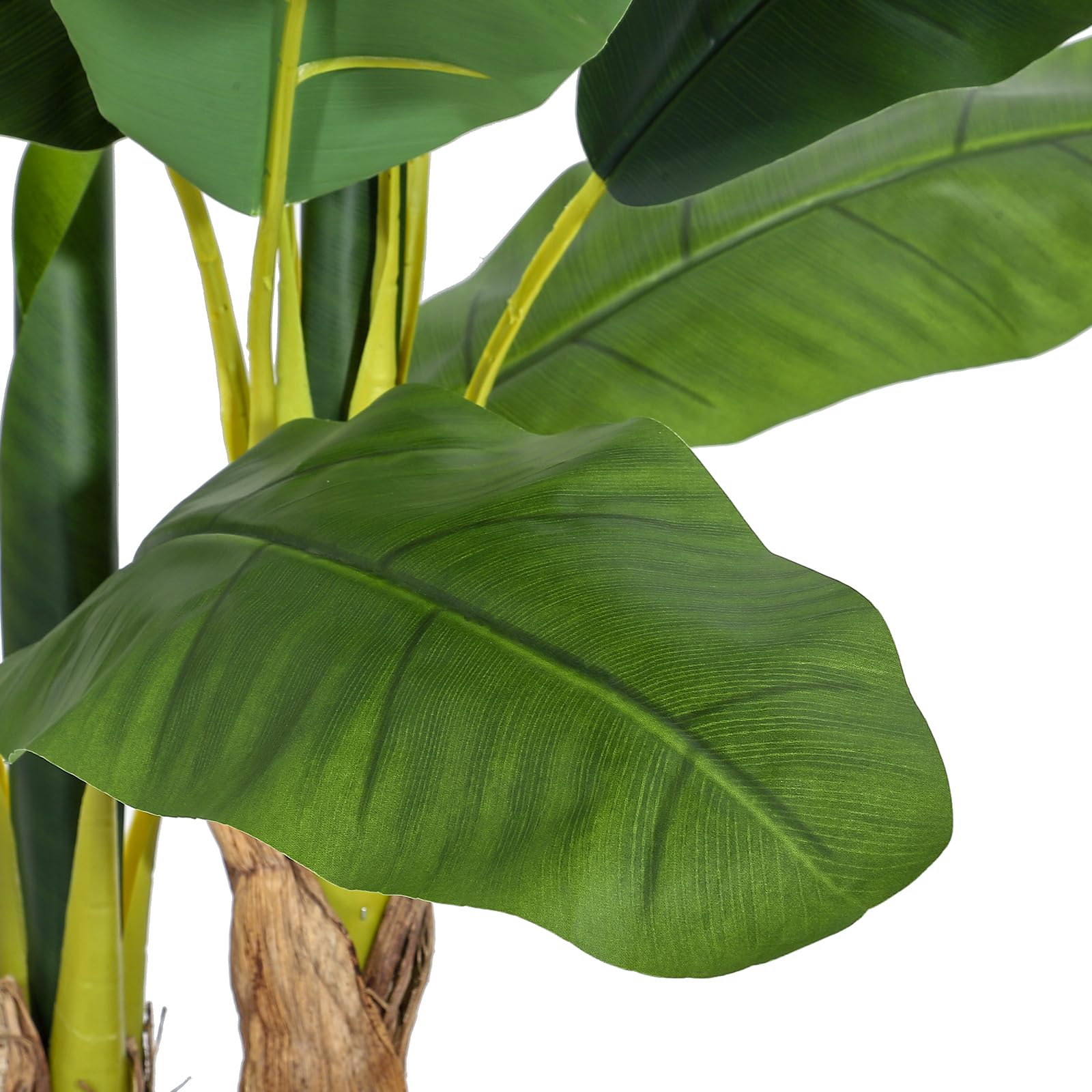Bananier artificiel Garvee de 1,5 m avec 11 feuilles en polyéthylène, pot en ciment, gris, pour la maison et le bureau