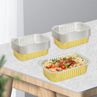 Barquettes jetables en aluminium Garvee (20 pièces) avec couvercles, 1000 ml, pour griller, cuire, pâtisser, argent, 22 x 15 x 4,5 cm