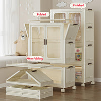Garvee Armoire pliable avec 2 penderies et 1 meuble de rangement, 70 x 41,5 x 190,9cm, plastique, imperméable, combinaisons flexibles, avec roulettes