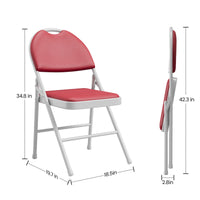 Ensemble de 6 chaises pliantes Garvee avec revêtement en similicuir, structure métallique pliable, empilables, rouges, pour le bureau et le camping