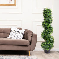 Garvee Lot de 2 buis artificiels en spirale de 89 cm, PE résistant aux UV, pots en plastique, entretien facile, pour jardin et porche